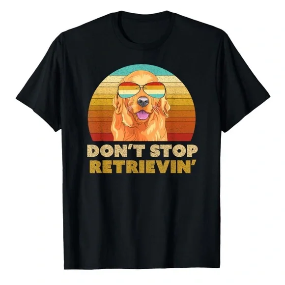 Retro New Wave T-Shirt Golden Retriever Don’t Stop Retrieving Size Large - Picture 6 of 6